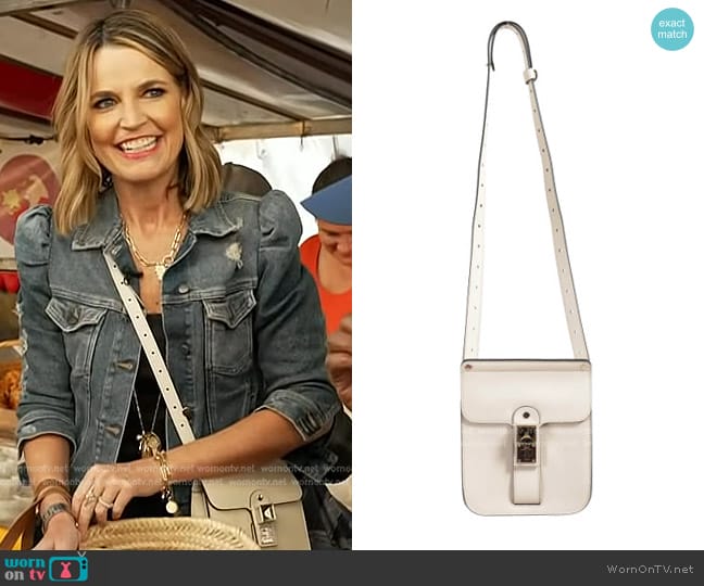 Proenza Schouler Leather Crossbody Shoulder Bag in Light Beige worn by Savannah Guthrie on Today