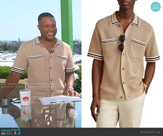 Reiss Coulson Crochet Tipped Shirt worn by Craig Melvin on Today