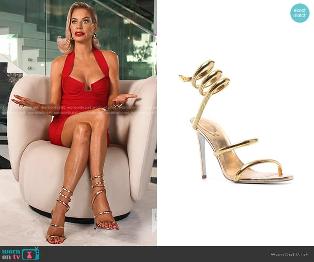 Rene Caovilla Omega Spiral-Wrap Stiletto Sandals worn by Caroline Stanbury (Caroline Stanbury) on The Real Housewives of Dubai