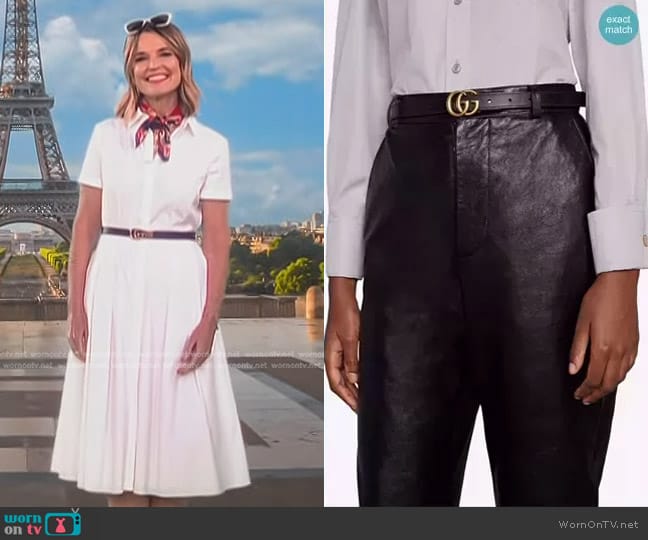 Gucci Reversible Logo-Plaque Belt worn by Savannah Guthrie on Today