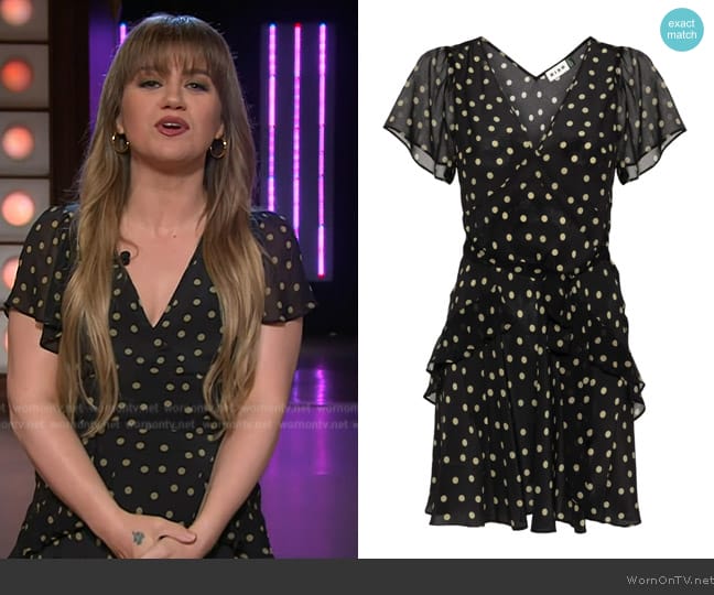 Rixo Sutton Silk Mini Dress worn by Kelly Clarkson on The Kelly Clarkson Show