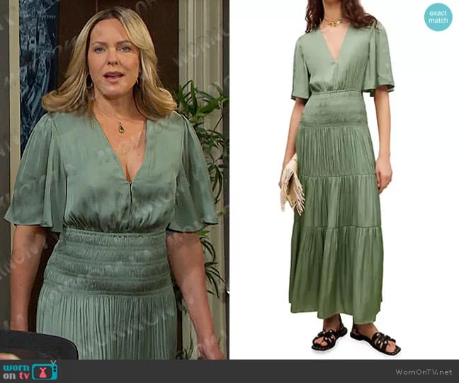 Maje Rome Dress in Green worn by Nicole Walker (Arianne Zucker) on Days of our Lives