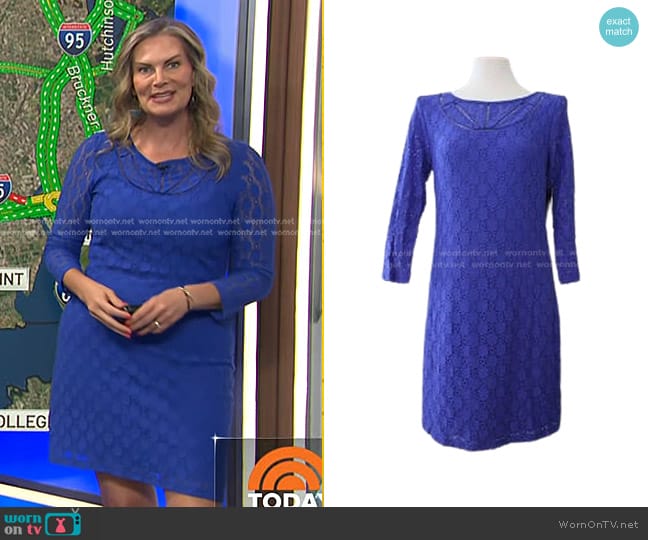 Laundry by Shelli Segal Lace Dress in Royal Blue worn by Emily West on Today