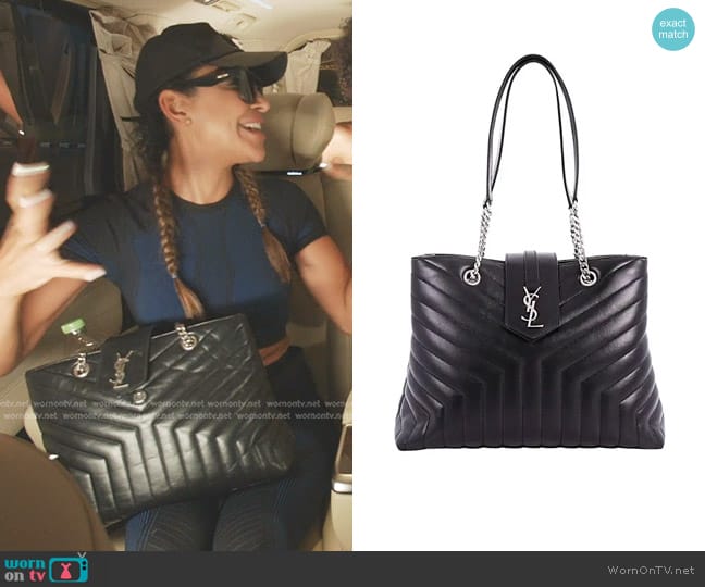 Saint Laurent LouLou Tote Matelasse Chevron Leather Large worn by Taleen Marie (Taleen Marie) on The Real Housewives of Dubai