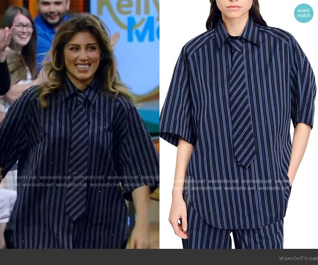 Sandro Midnight Shirt worn by Jennifer Esposito on Live with Kelly and Mark