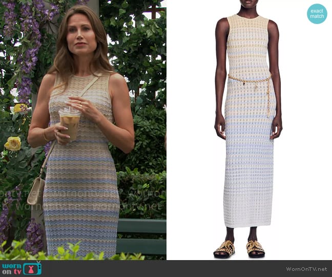 Sandro Zade Pointelle Knit Maxi Dress worn by Heather Stevens (Vail Bloom) on The Young and the Restless