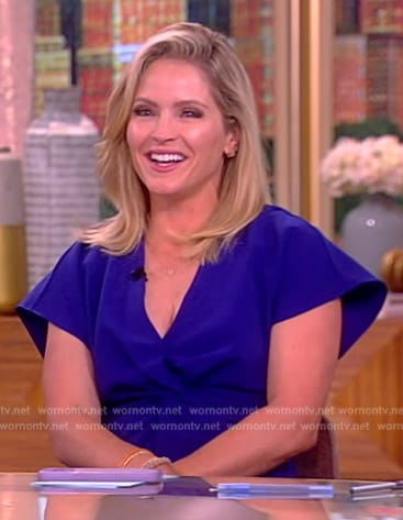 WornOnTV: Sara’s blue twist front dress on The View | Sara Haines ...