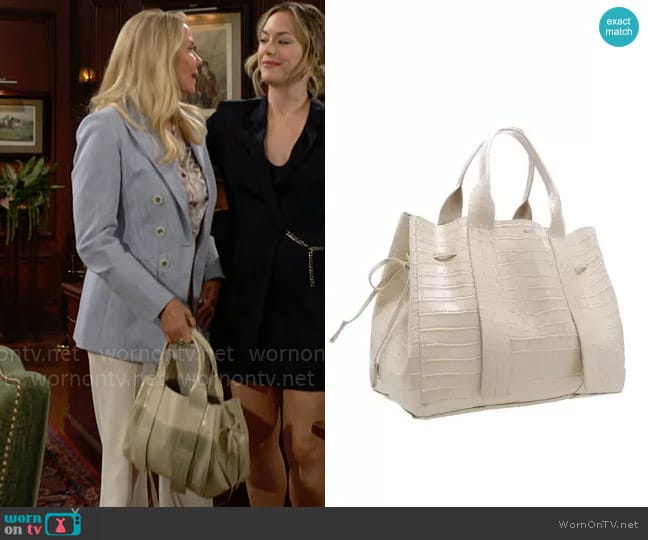 Schutz Maxi Crocodile-Embossed Leather Bag worn by Brooke Logan (Katherine Kelly Lang) on The Bold and the Beautiful