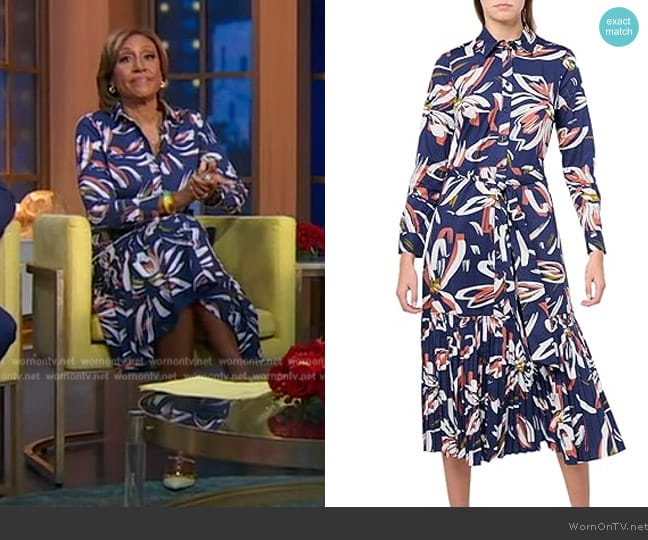 WornOnTV: Robin’s blue floral print shirtdress on Good Morning America ...