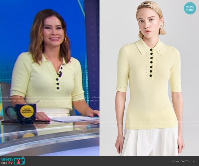 Proenza Schouler White Label Spencer Blouse In Boucle Viscose Citrine worn by Rebecca Jarvis on Good Morning America