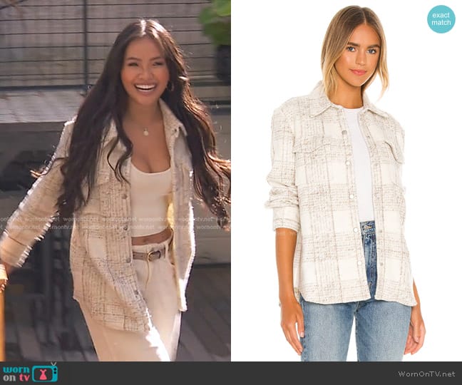 Steve Madden Work Hard Play Hard Jacket in Alabaster worn by Jenn Tran on The Bachelorette