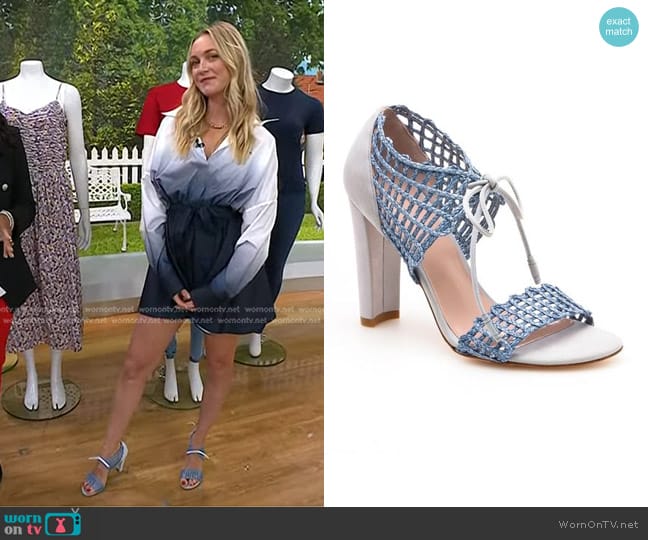 Stuart Weitzman Wicker Heel Sandals worn by Jasmine Snow on Today