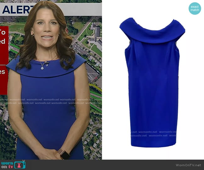 Tahari ASL Off Shoulder Sheath Dress worn by Heather O’Rourke on Good Morning America