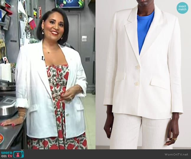 Mara Hoffman Tatum Hemp Blazer in white worn by Alejandra Ramos on Today