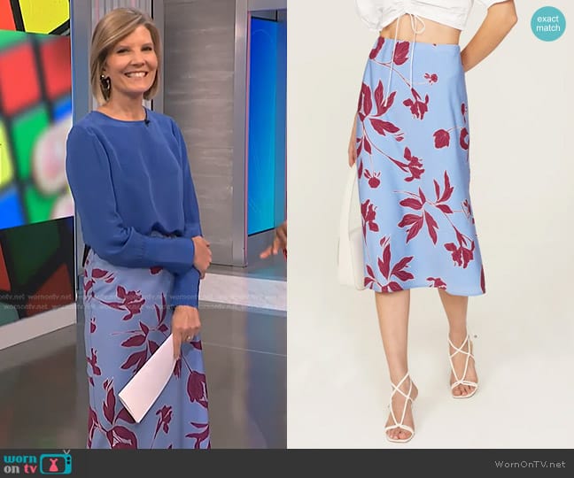 Thakoon Collective Floral Midi Skirt worn by Kate Snow on NBC News Daily