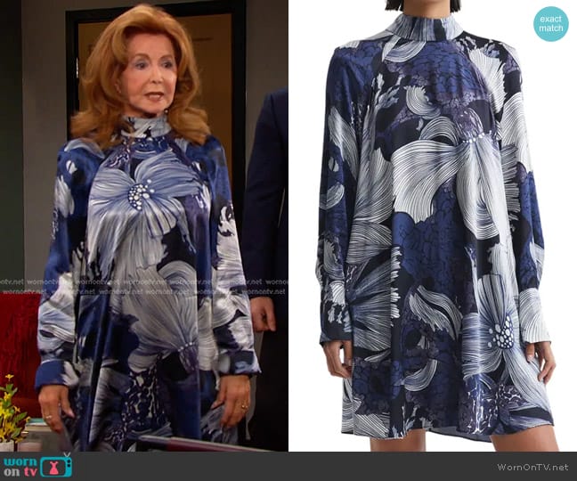 Reiss Thea Trapeze Dress in Blue White worn by Maggie Horton (Suzanne Rogers) on Days of our Lives