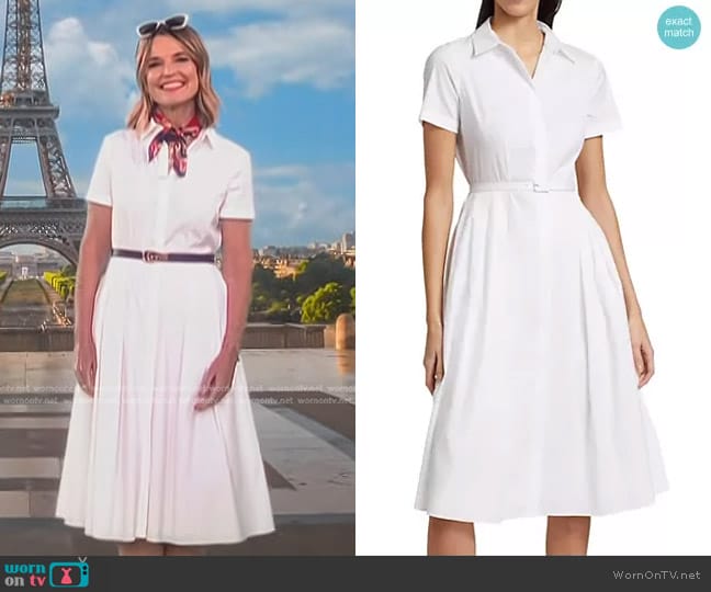 Theory Belted Cotton Blend Shirtdress worn by Savannah Guthrie on Today