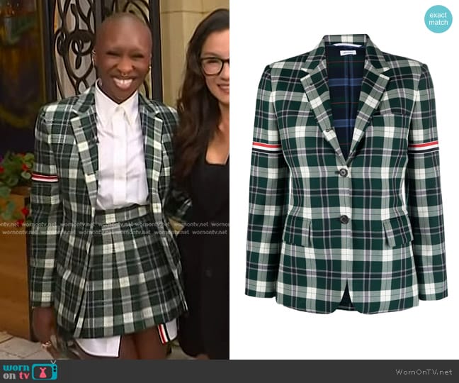 Thom Browne Tartan Single-breasted Blazer worn by Cynthia Erivo on Today