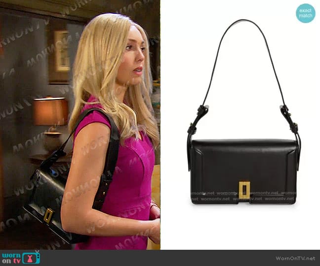 Topshop Sidney Trophy Shoulder Bag in black worn by Theresa Donovan (Emily O'Brien) on Days of our Lives