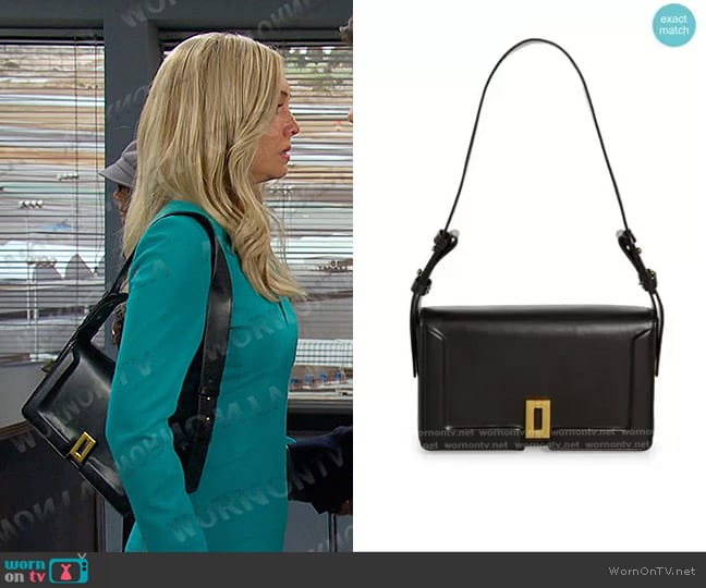 Topshop Sidney Trophy Shoulder Bag in black worn by Theresa Donovan (Emily O'Brien) on Days of our Lives