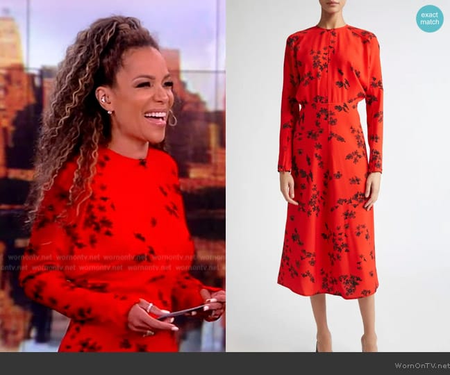 Victoria Beckham Floral Long Sleeve Crepe Midi Dress worn by Sunny Hostin on The View