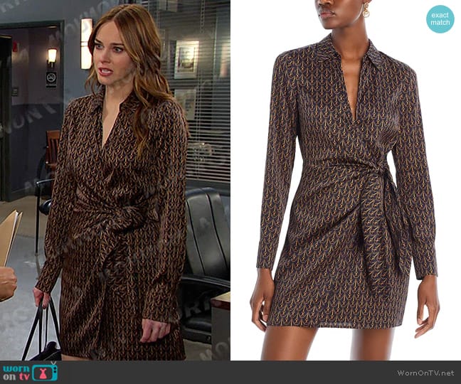 Veronica Beard Lavella Wrap Dress in Navy Multi worn by Stephanie Johnson (Abigail Klein) on Days of our Lives