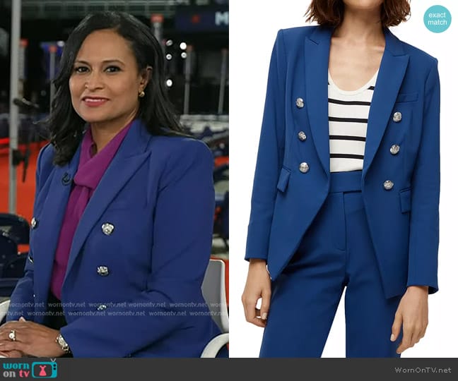 Veronica Beard Miller Double Breasted Dickey Jacket in Cerulean worn by Kristen Welker on Today