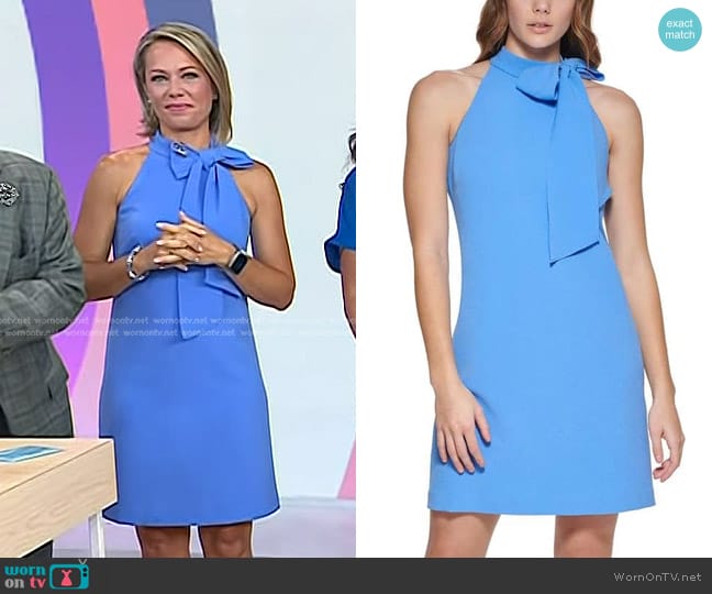 Vince Camuto Tie Neck Halter Shift Dress in Periwinkle worn by Dylan Dreyer on Today