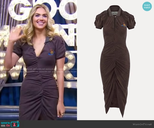 Vivienne Westwood Pulling Dress in Khaki/Brown worn by Kate Upton on Good Morning America