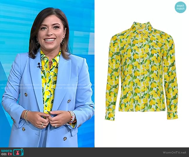 Alice + Olivia Willa Silk Button-Up Shirt worn by Chloe Melas on Today