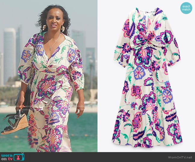 Zara Printed Poplin Dress worn by Ifrah Ayan (Ifrah Ayan) on The Real Housewives of Dubai