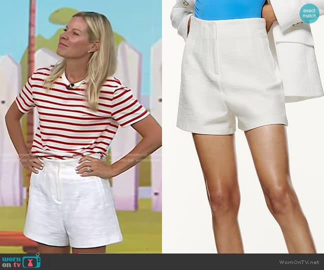 Zara High Rise Structured Shorts in White worn by Meredith Sinclair on Today