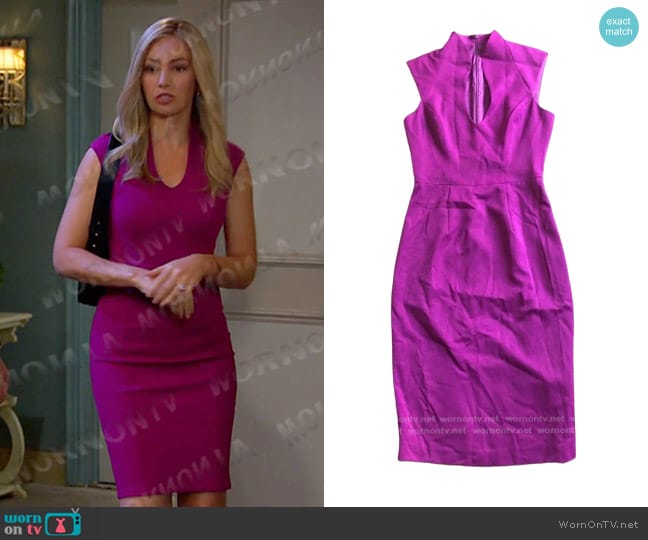 Black Halo Zara Sheath Dress in Peacock worn by Theresa Donovan (Emily O'Brien) on Days of our Lives