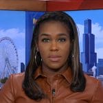 Adrienne Broaddus’s brown leather shirtdress on NBC News Daily