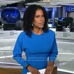 Adriana Diaz’s blue long sleeve midi dress on CBS Evening News