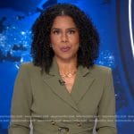 Adriana Diaz’s green belted blazer on CBS Evening News