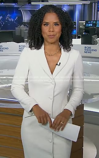 WornOnTV: Adriana Diaz’s white blazer dress on CBS Evening News ...