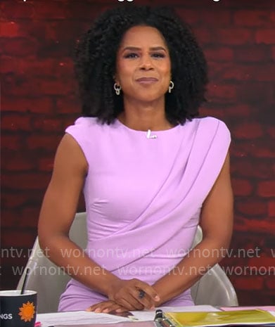 Adriana Diaz's lilac pink drape front dress on CBS Mornings