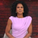 Adriana Diaz’s lilac pink drape front dress on CBS Mornings