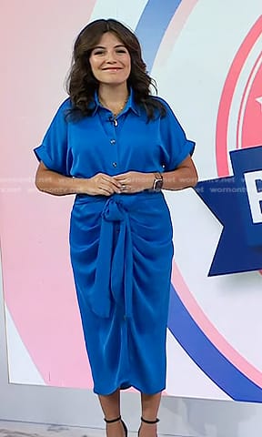 Adrianna's blue tie front shirtdress on Today