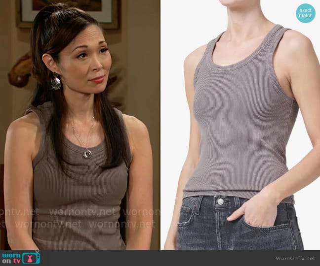 Agolde Poppy Tank in Shaker worn by Penelope Poppy Nozawa (Romy Park) on The Bold and the Beautiful