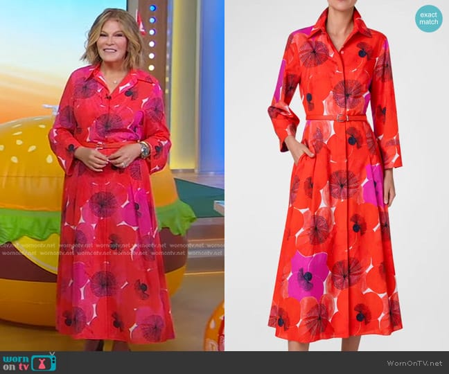 Akris Poppies Print Belted Midi Dress worn by Tory Johnson on Good Morning America