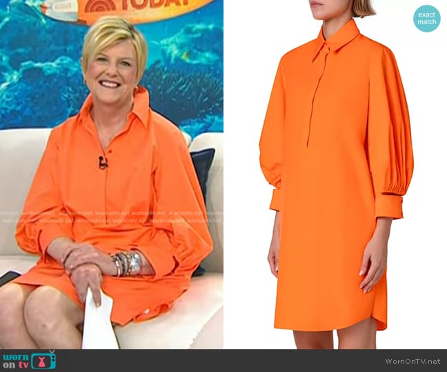 Akris Punto Balloon-Sleeve Poplin Minidress worn by Anne Thompson on Today