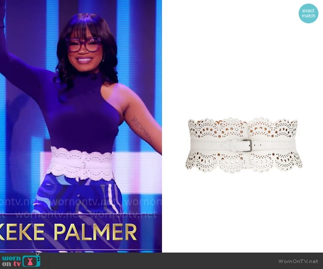 Alaia Perforated Corset Belt worn by Keke Palmer on Password