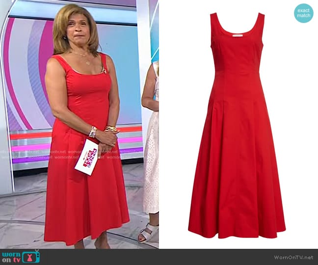 A.L.C. Isabel Fit & Flare Dress in Rouge worn by Hoda Kotb on Today