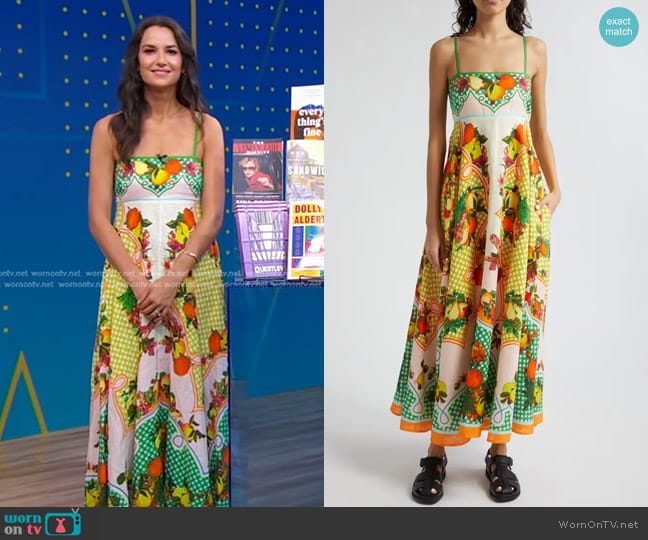 Alemais Lemonis Linen Sundress in Yellow Multi worn by Carola Lovering on Good Morning America