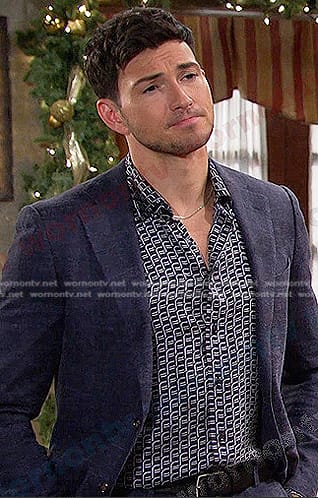 Alex’s navy geometric print shirt on Days of our Lives