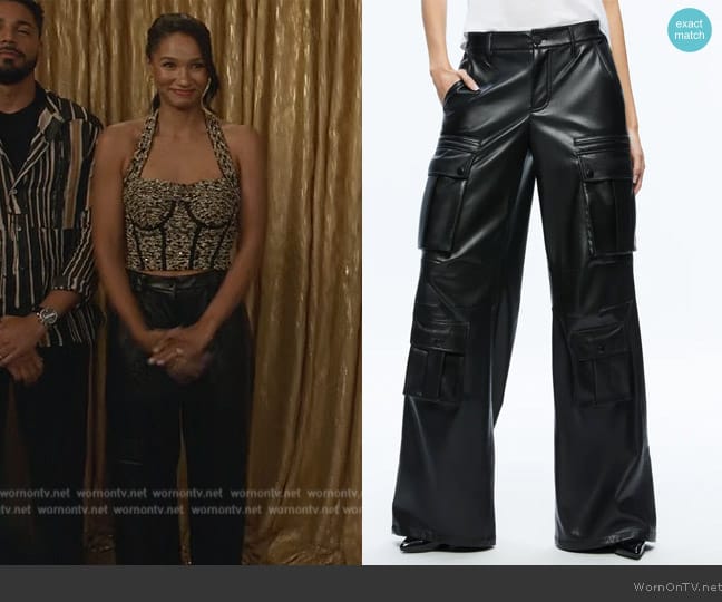 Alice + Olivia Joette Vegan Leather Cargo Pants worn by Layla Keating (Greta Onieogou) on All American