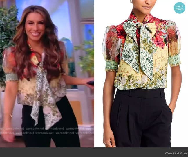 Alice + Olivia Brentley Bow Blouse worn by Alyssa Farah Griffin on The View