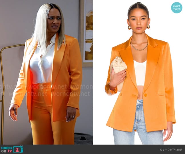 Alice + Olivia Denny Blazer in Tangerine worn by Fatima (Crystal Hayslett) on Tyler Perrys Sistas